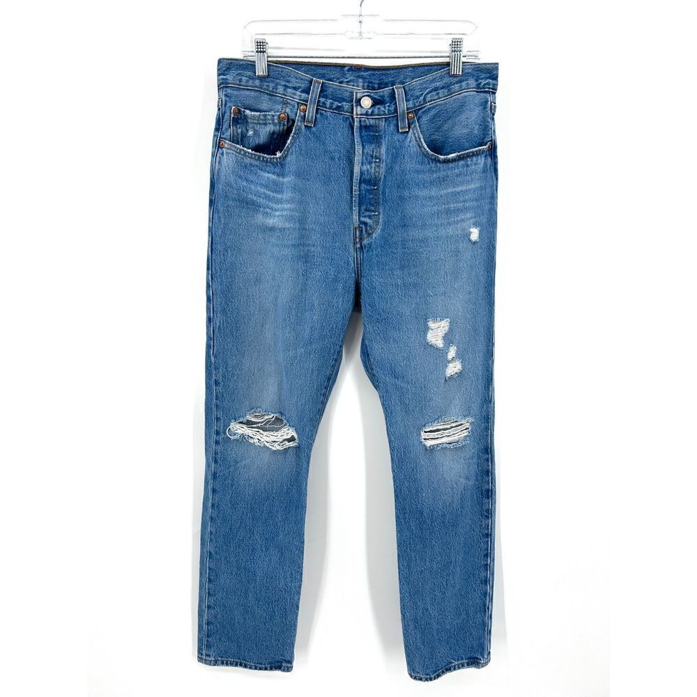 LEVI'S Women's 501 Distressed High Rise Button Fly Straight Leg Jeans Size 30